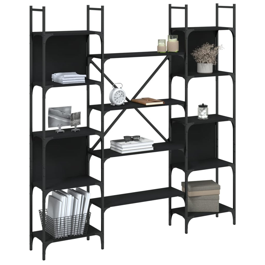 Boekenkast 55,5X24X66,5 Cm Bewerkt Hout 155.5 x 24 x 166.5 cm Zwart