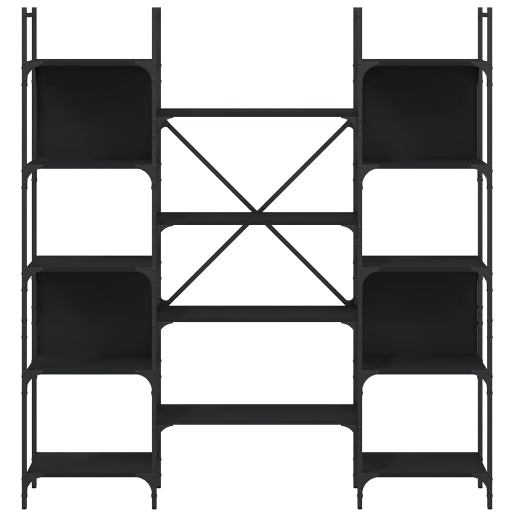 Boekenkast 55,5X24X66,5 Cm Bewerkt Hout 155.5 x 24 x 166.5 cm Zwart