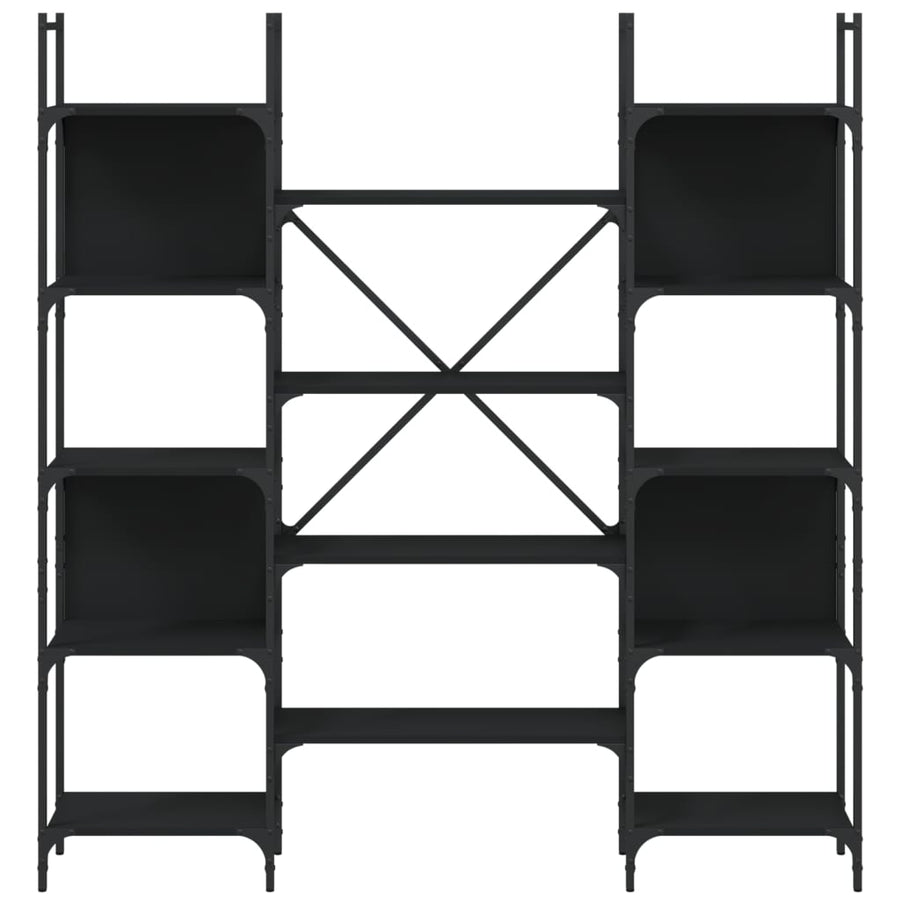 Boekenkast 55,5X24X66,5 Cm Bewerkt Hout 155.5 x 24 x 166.5 cm Zwart