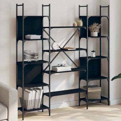 Boekenkast 55,5X24X66,5 Cm Bewerkt Hout 155.5 x 24 x 166.5 cm Zwart