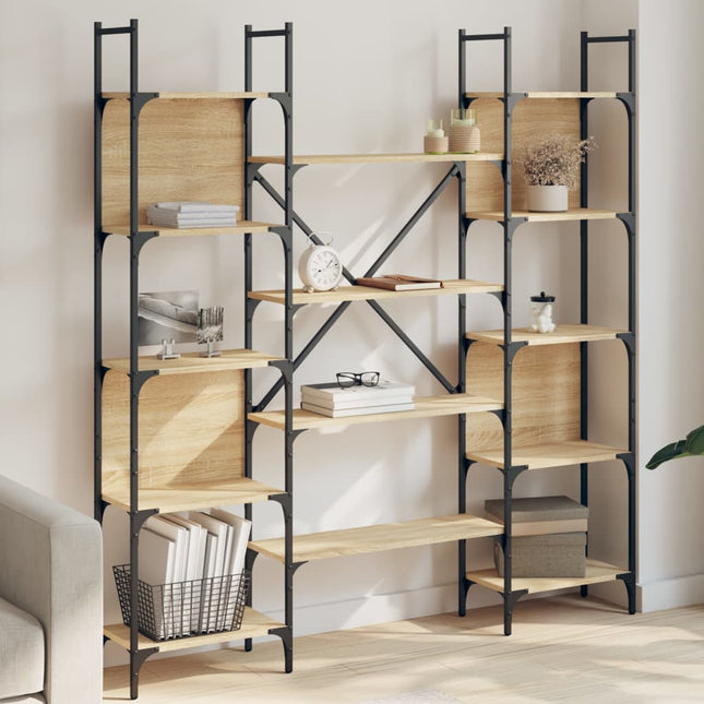 Boekenkast 55,5X24X66,5 Cm Bewerkt Hout Kleurig 155.5 x 24 x 166.5 cm Sonoma eiken