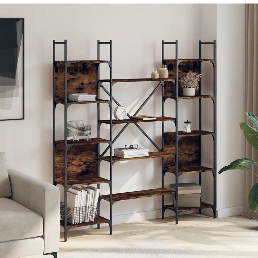 Boekenkast 155,5X24X166,5 Cm Bewerkt Hout Kleurig Gerookt eiken