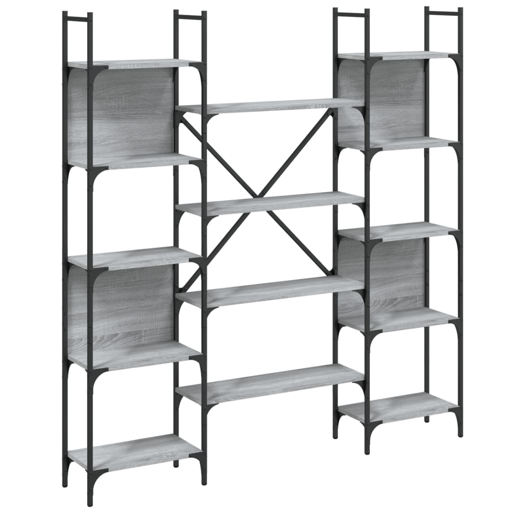 Boekenkast 55,5X24X66,5 Cm Bewerkt Hout Eiken 155.5 x 24 x 166.5 cm Grijs sonoma
