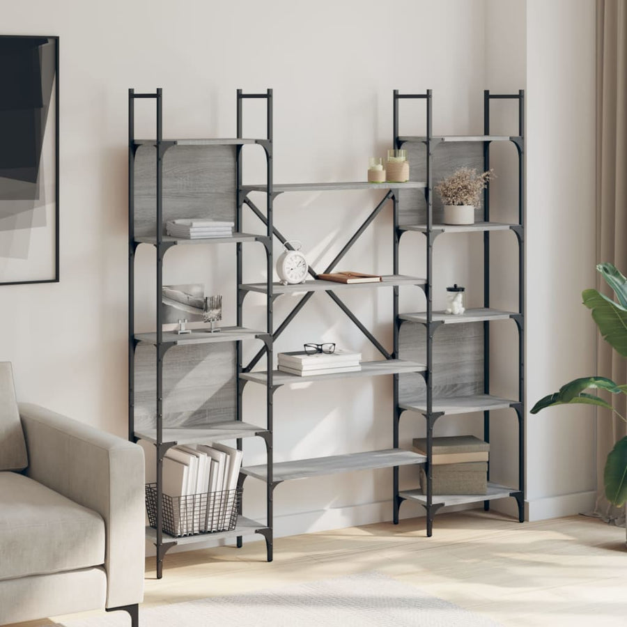 Boekenkast 55,5X24X66,5 Cm Bewerkt Hout Eiken 155.5 x 24 x 166.5 cm Grijs sonoma