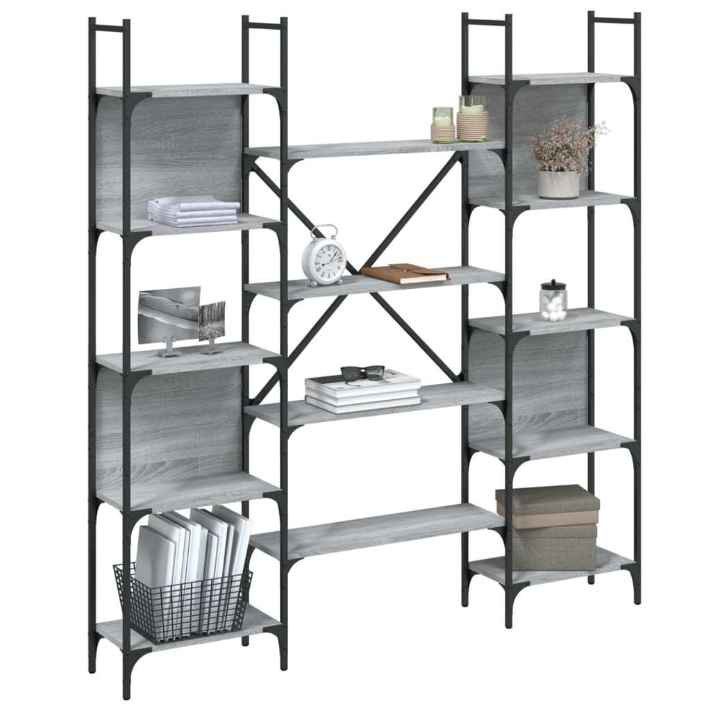 Boekenkast 55,5X24X66,5 Cm Bewerkt Hout Eiken 155.5 x 24 x 166.5 cm Grijs sonoma