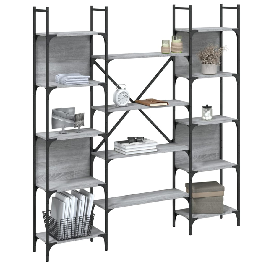 Boekenkast 55,5X24X66,5 Cm Bewerkt Hout Eiken 155.5 x 24 x 166.5 cm Grijs sonoma