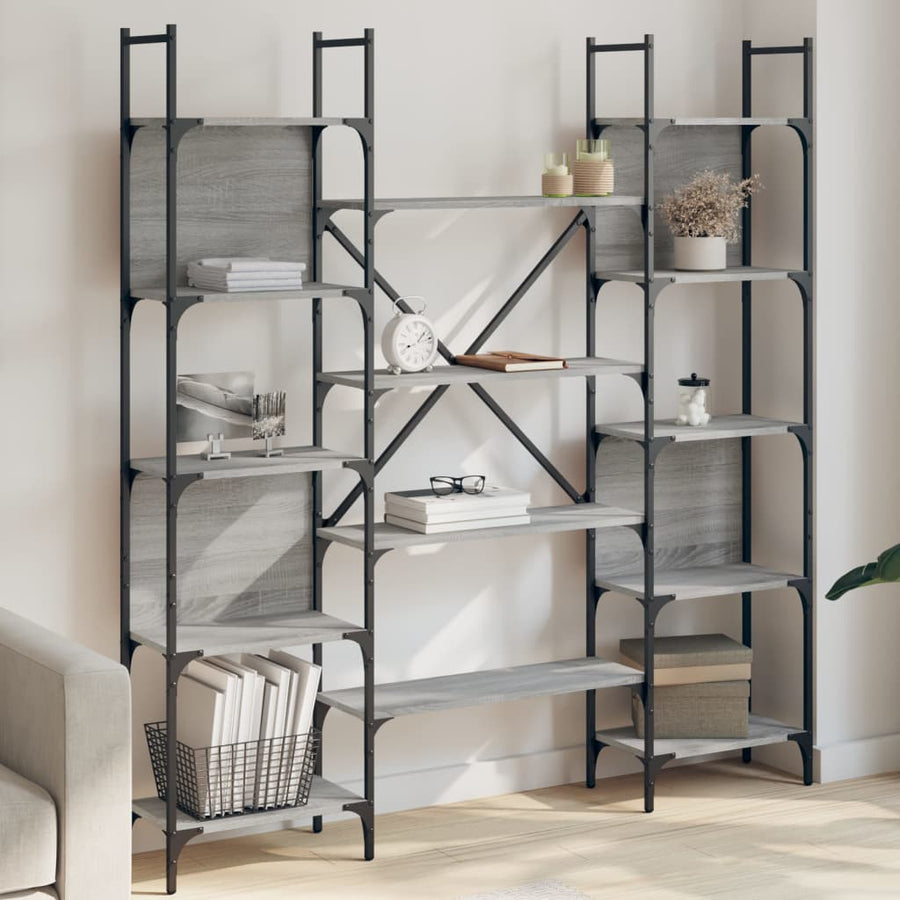 Boekenkast 55,5X24X66,5 Cm Bewerkt Hout Eiken 155.5 x 24 x 166.5 cm Grijs sonoma