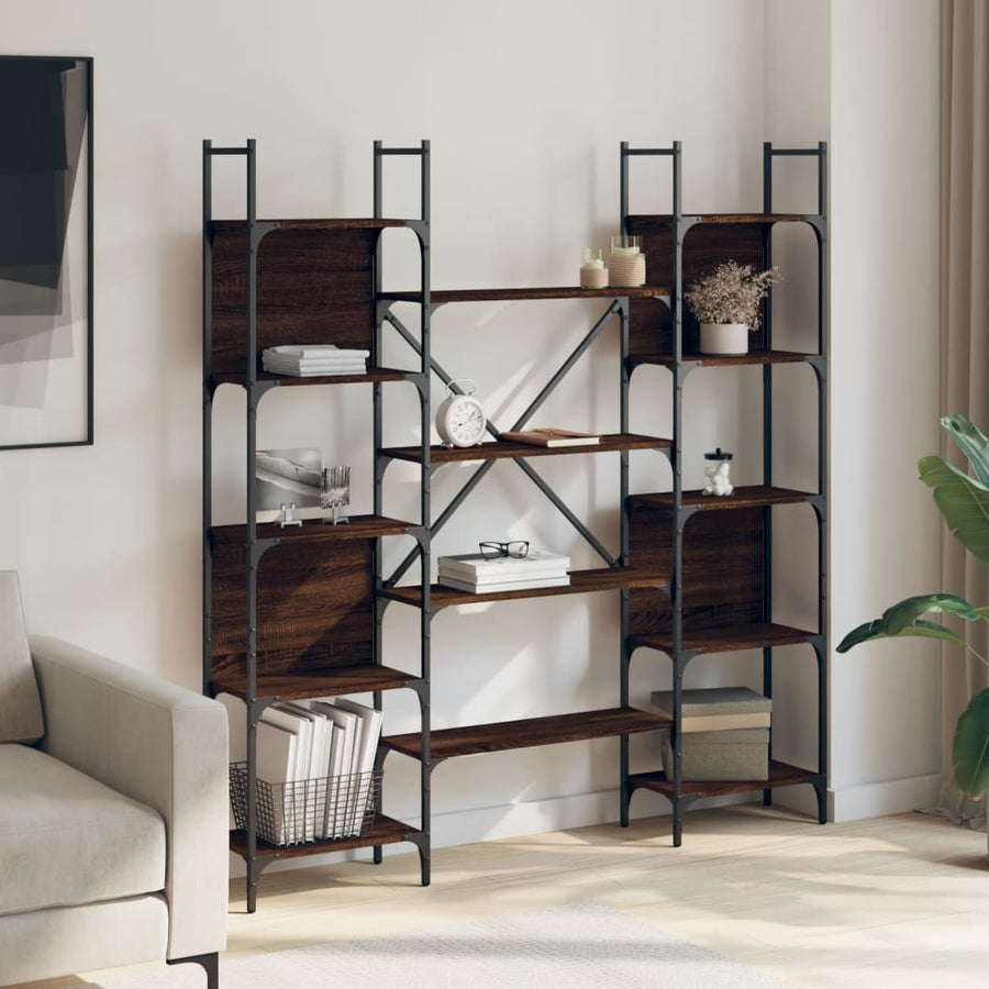 Boekenkast 55,5X24X66,5 Cm Bewerkt Hout Bruineikenkleurig 155.5 x 24 x 166.5 cm bruin eikenkleur
