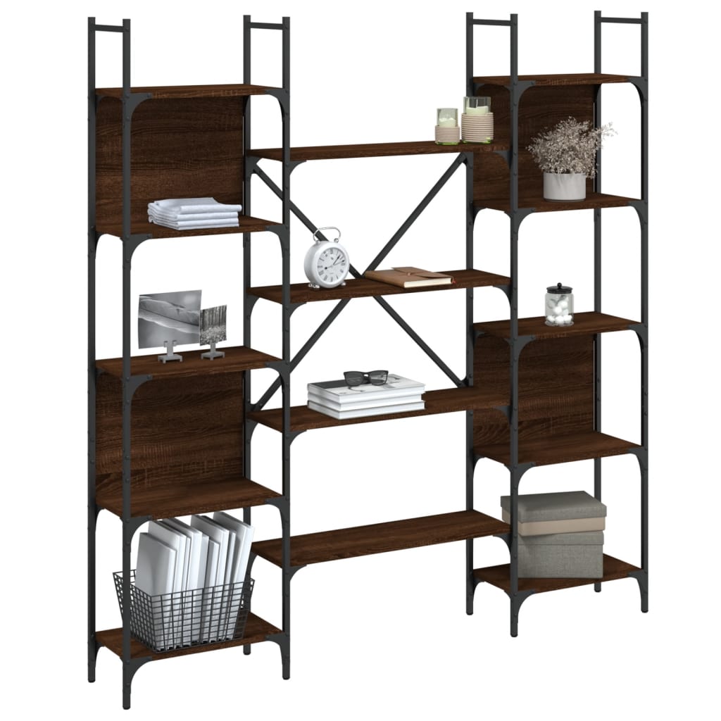 Boekenkast 55,5X24X66,5 Cm Bewerkt Hout Bruineikenkleurig 155.5 x 24 x 166.5 cm bruin eikenkleur