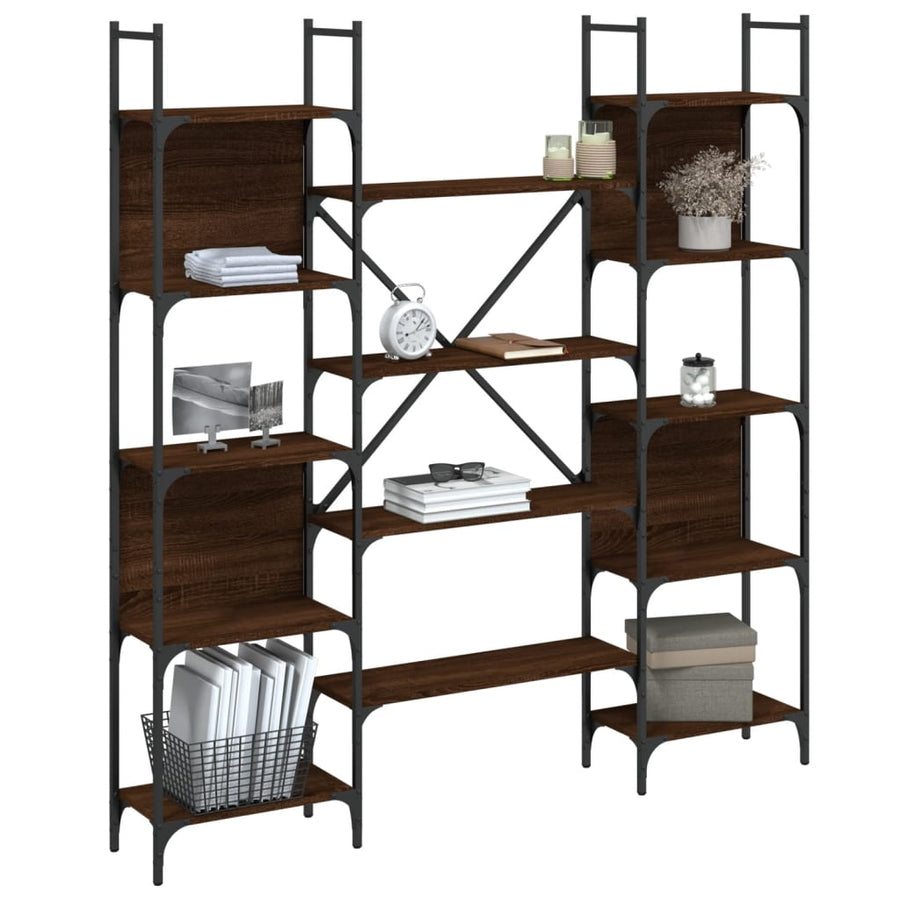 Boekenkast 55,5X24X66,5 Cm Bewerkt Hout Bruineikenkleurig 155.5 x 24 x 166.5 cm bruin eikenkleur