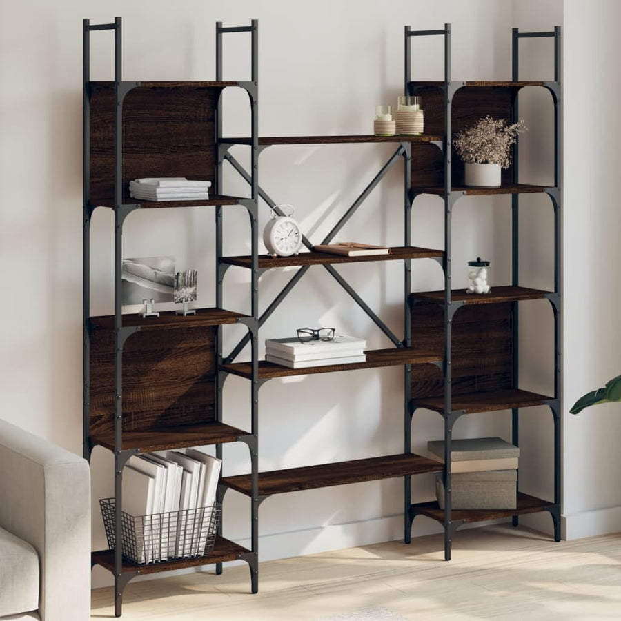 Boekenkast 55,5X24X66,5 Cm Bewerkt Hout Bruineikenkleurig 155.5 x 24 x 166.5 cm bruin eikenkleur