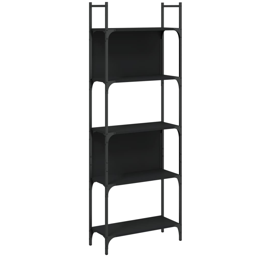 Boekenkast 5-Laags 60,5X24X66,5 Cm Bewerkt Hout 60.5 x 24 x 166.5 cm Zwart