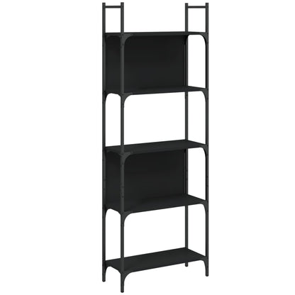 Boekenkast 5-Laags 60,5X24X66,5 Cm Bewerkt Hout 60.5 x 24 x 166.5 cm Zwart