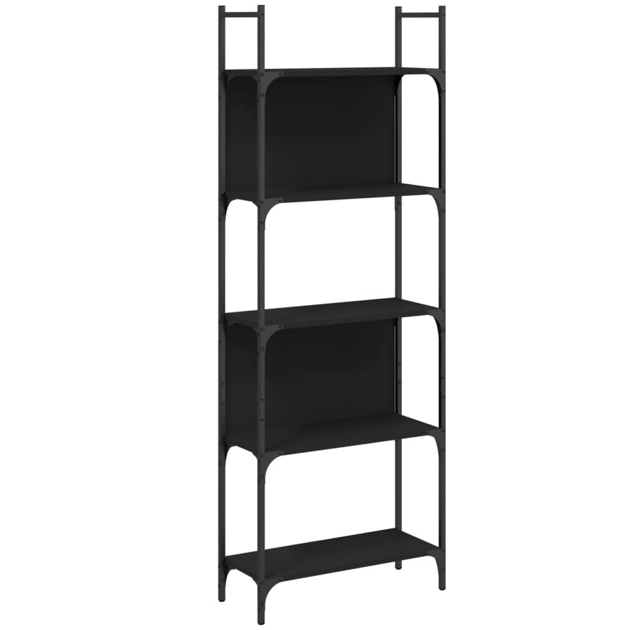 Boekenkast 5-Laags 60,5X24X66,5 Cm Bewerkt Hout 60.5 x 24 x 166.5 cm Zwart