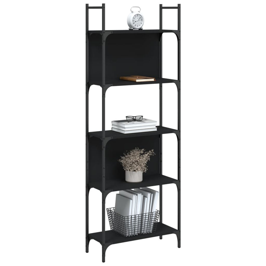 Boekenkast 5-Laags 60,5X24X66,5 Cm Bewerkt Hout 60.5 x 24 x 166.5 cm Zwart