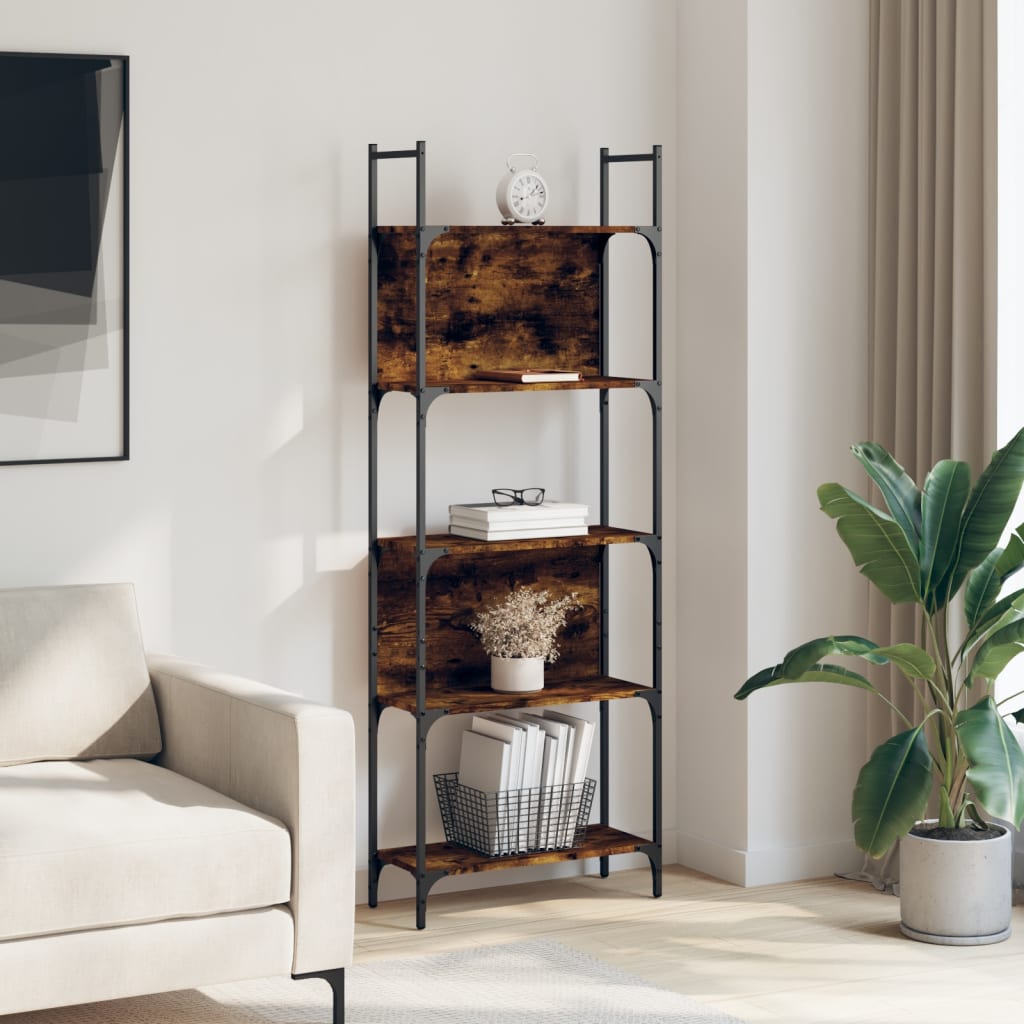 Boekenkast 5-Laags 60,5X24X66,5 Cm Bewerkt Hout 60.5 x 24 x 166.5 cm Gerookt eiken