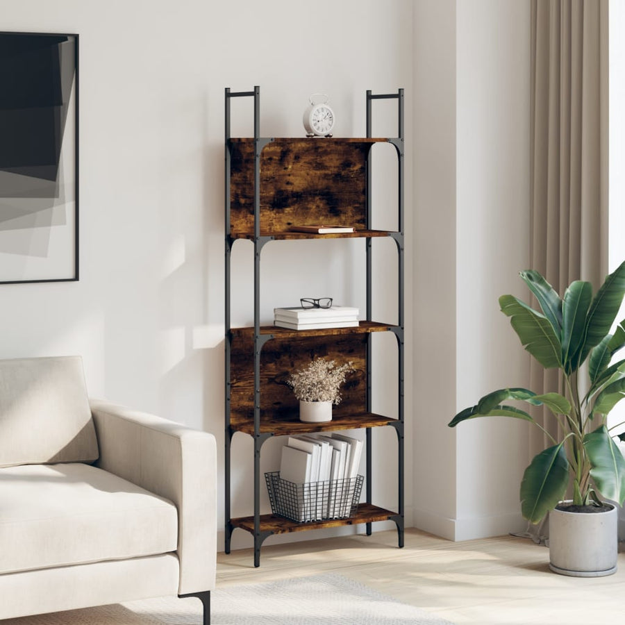 Boekenkast 5-Laags 60,5X24X66,5 Cm Bewerkt Hout 60.5 x 24 x 166.5 cm Gerookt eiken