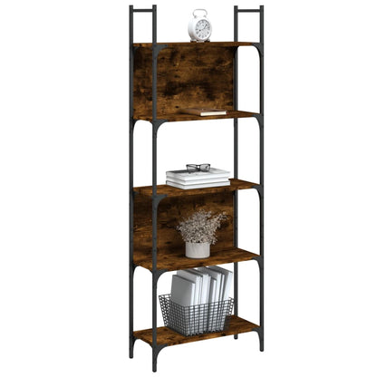 Boekenkast 5-Laags 60,5X24X66,5 Cm Bewerkt Hout 60.5 x 24 x 166.5 cm Gerookt eiken