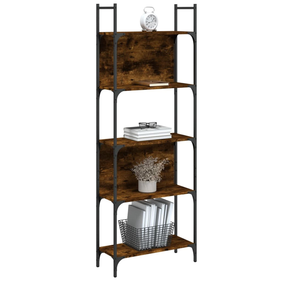 Boekenkast 5-Laags 60,5X24X66,5 Cm Bewerkt Hout 60.5 x 24 x 166.5 cm Gerookt eiken