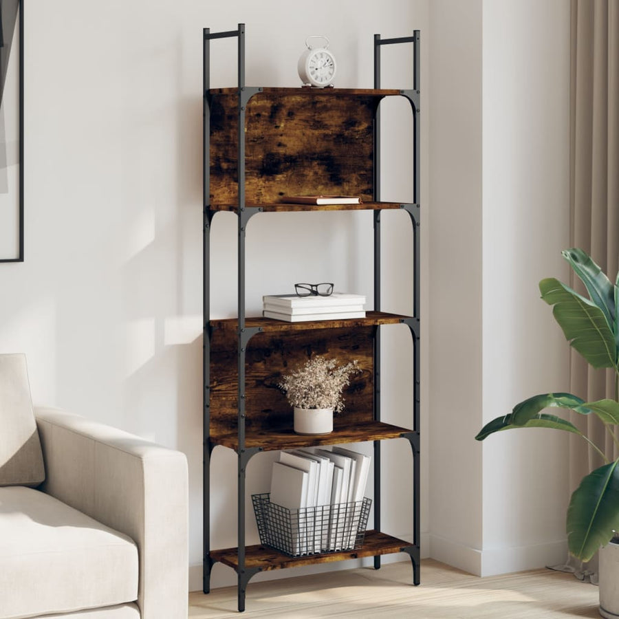 Boekenkast 5-Laags 60,5X24X66,5 Cm Bewerkt Hout 60.5 x 24 x 166.5 cm Gerookt eiken