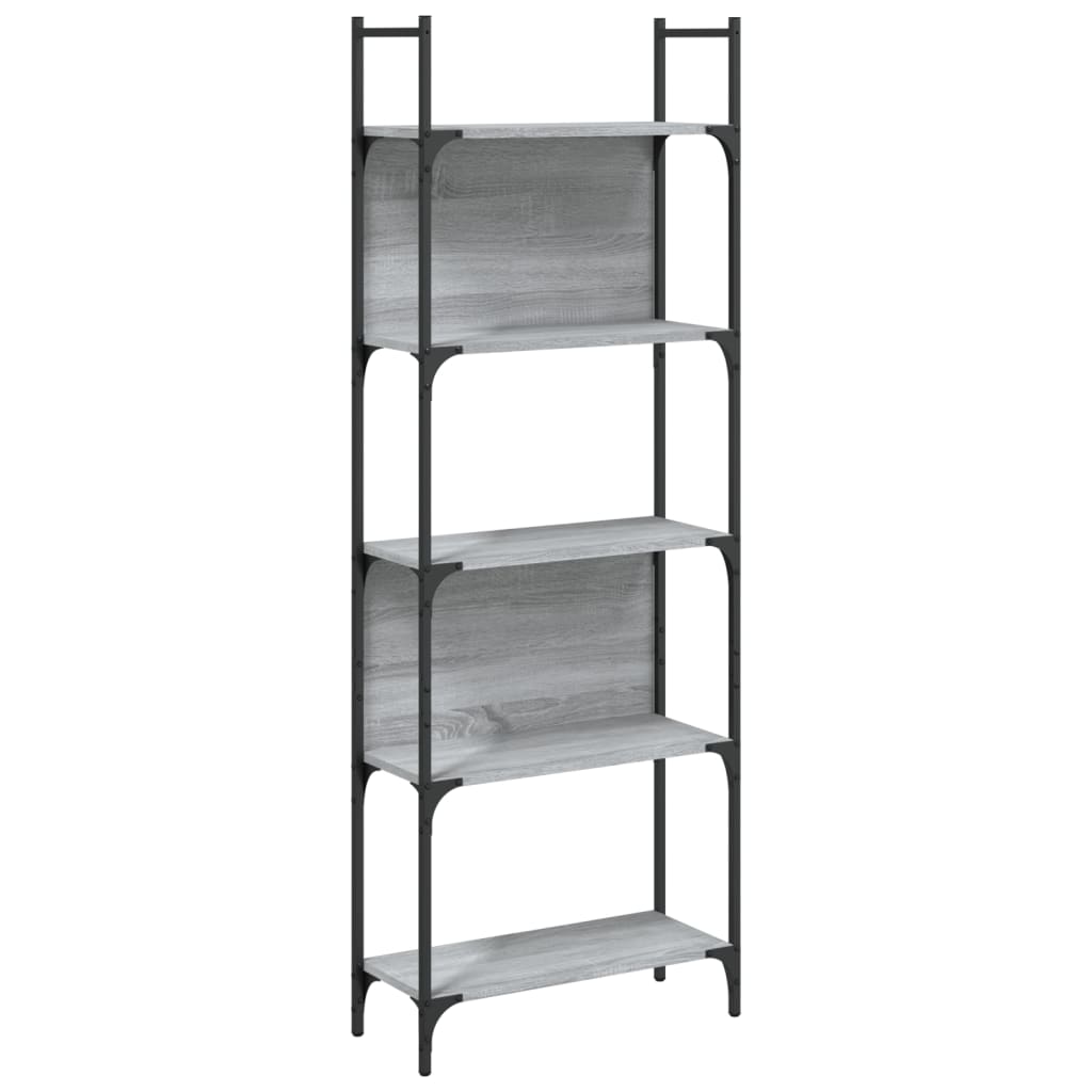 Boekenkast 5-Laags 60,5X24X66,5 Cm Bewerkt Hout 60.5 x 24 x 166.5 cm Grijs sonoma