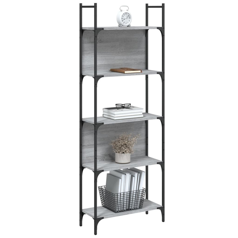 Boekenkast 5-Laags 60,5X24X66,5 Cm Bewerkt Hout 60.5 x 24 x 166.5 cm Grijs sonoma