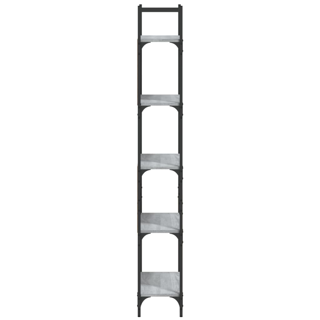 Boekenkast 5-Laags 60,5X24X66,5 Cm Bewerkt Hout 60.5 x 24 x 166.5 cm Grijs sonoma
