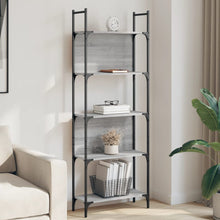 Boekenkast 5-Laags 60,5X24X66,5 Cm Bewerkt Hout 60.5 x 24 x 166.5 cm Grijs sonoma