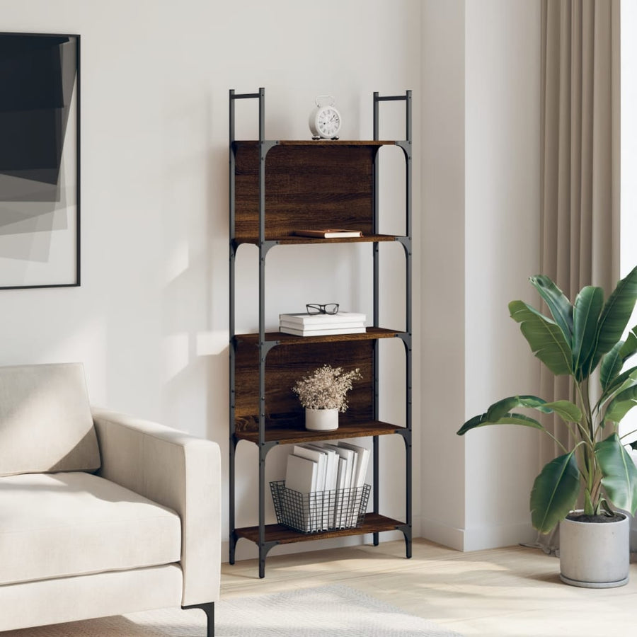 Boekenkast 5-Laags 60,5X24X66,5 Cm Bewerkt Hout Bruineiken 60.5 x 24 x 166.5 cm bruin eikenkleur