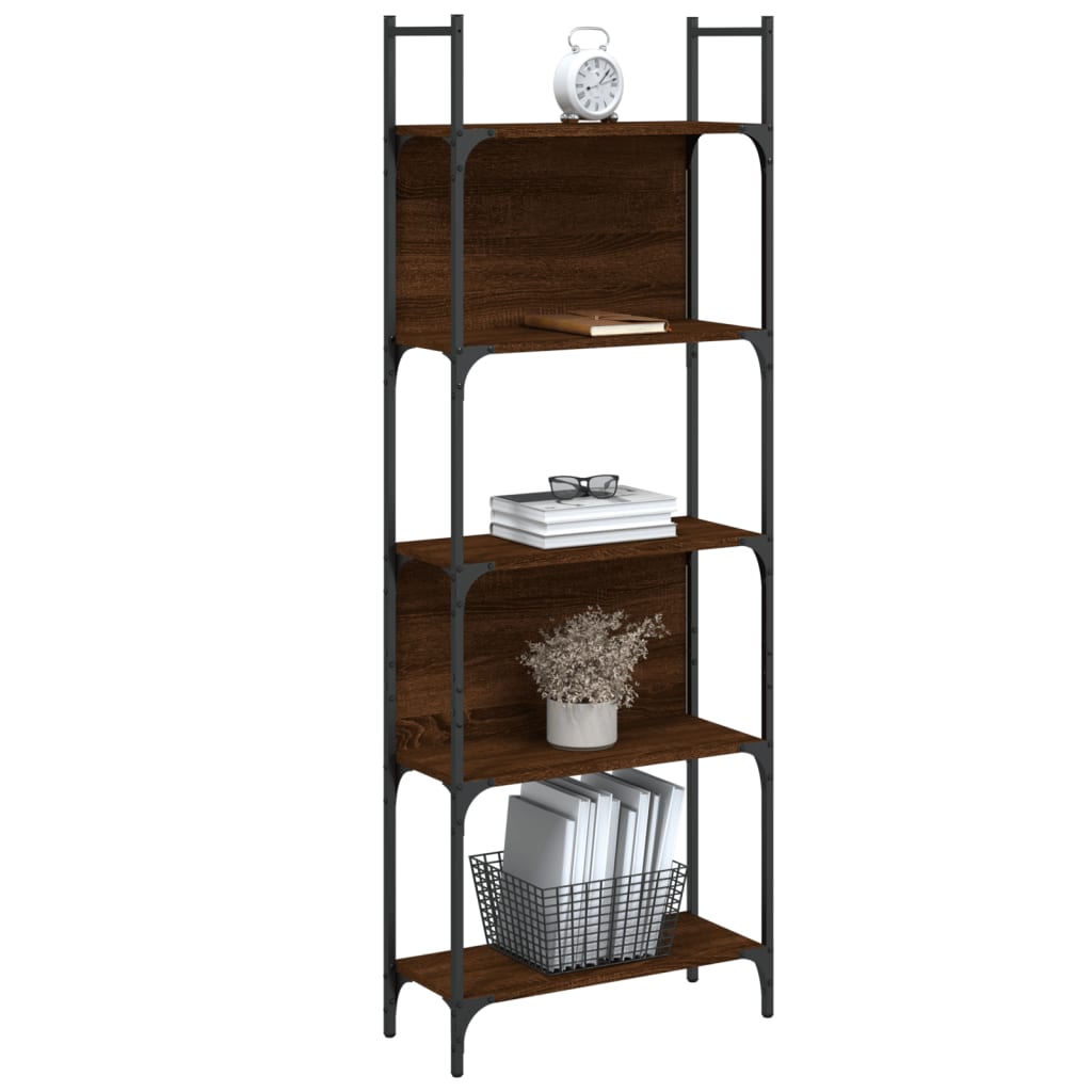 Boekenkast 5-Laags 60,5X24X66,5 Cm Bewerkt Hout Bruineiken 60.5 x 24 x 166.5 cm bruin eikenkleur