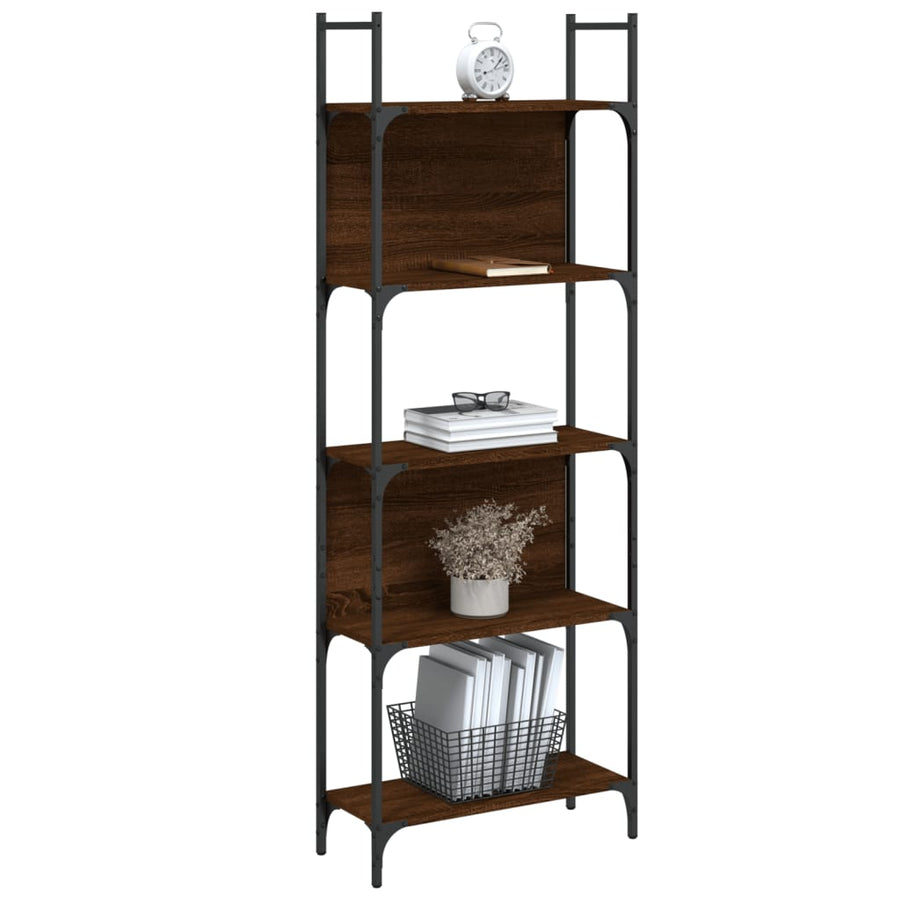 Boekenkast 5-Laags 60,5X24X66,5 Cm Bewerkt Hout Bruineiken 60.5 x 24 x 166.5 cm bruin eikenkleur