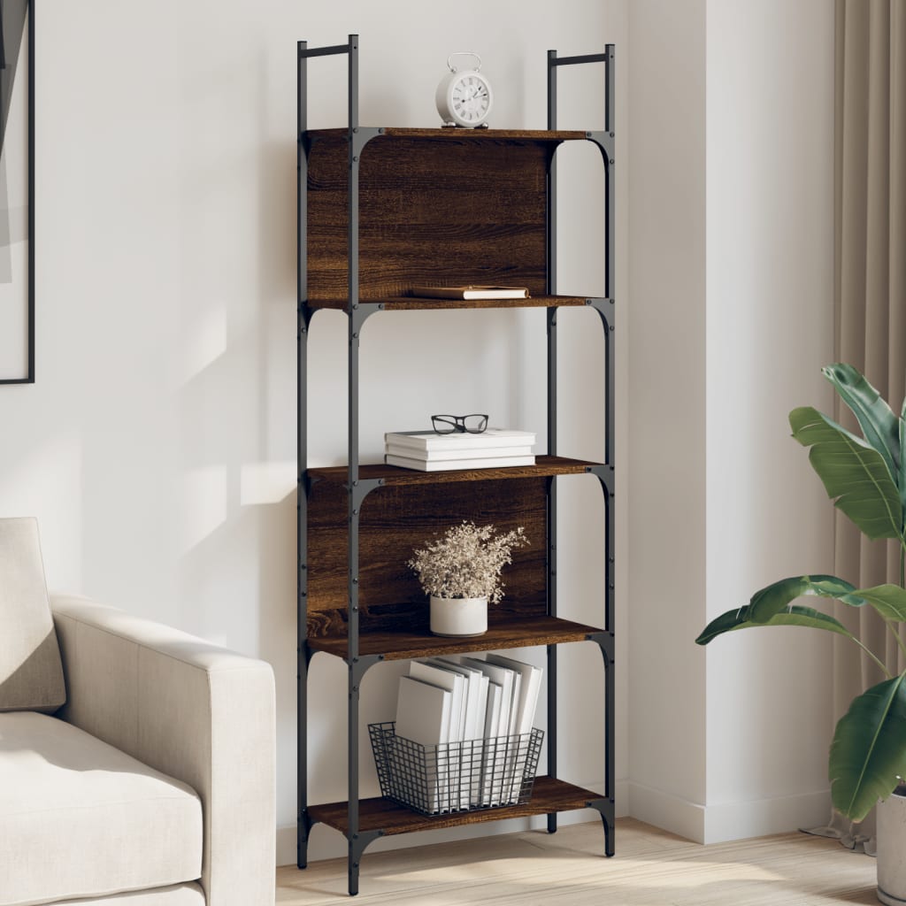 Boekenkast 5-Laags 60,5X24X66,5 Cm Bewerkt Hout Bruineiken 60.5 x 24 x 166.5 cm bruin eikenkleur