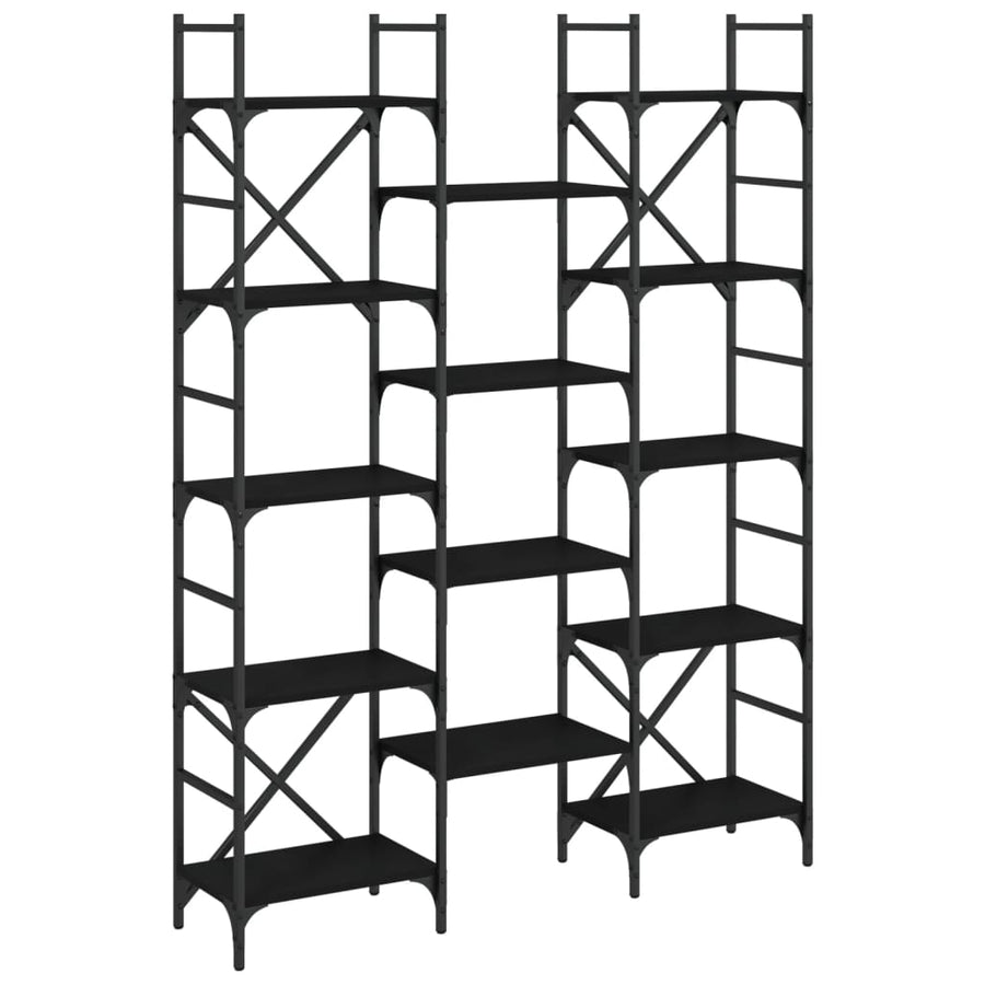 Boekenkast 27,5X28,5X72,5 Cm Bewerkt Hout 127.5 x 28.5 x 172.5 cm Zwart