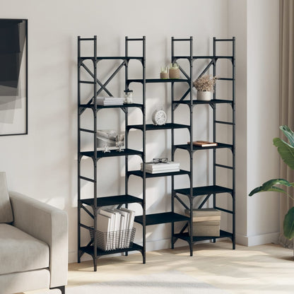 Boekenkast 27,5X28,5X72,5 Cm Bewerkt Hout 127.5 x 28.5 x 172.5 cm Zwart