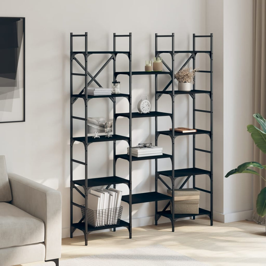 Boekenkast 27,5X28,5X72,5 Cm Bewerkt Hout 127.5 x 28.5 x 172.5 cm Zwart