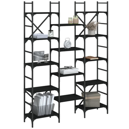 Boekenkast 27,5X28,5X72,5 Cm Bewerkt Hout 127.5 x 28.5 x 172.5 cm Zwart