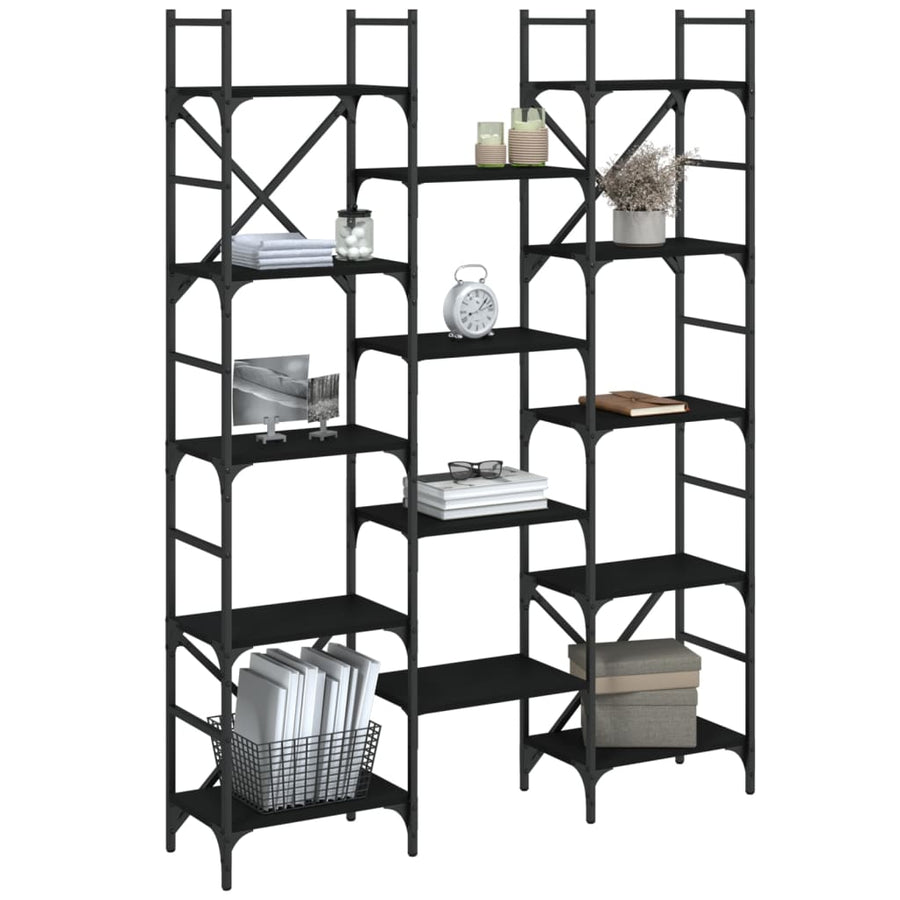 Boekenkast 27,5X28,5X72,5 Cm Bewerkt Hout 127.5 x 28.5 x 172.5 cm Zwart