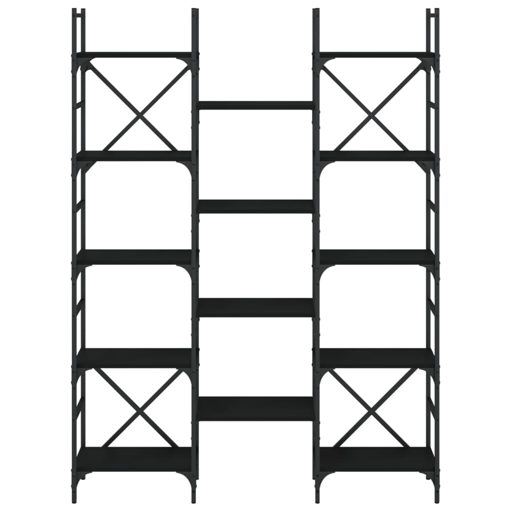 Boekenkast 27,5X28,5X72,5 Cm Bewerkt Hout 127.5 x 28.5 x 172.5 cm Zwart