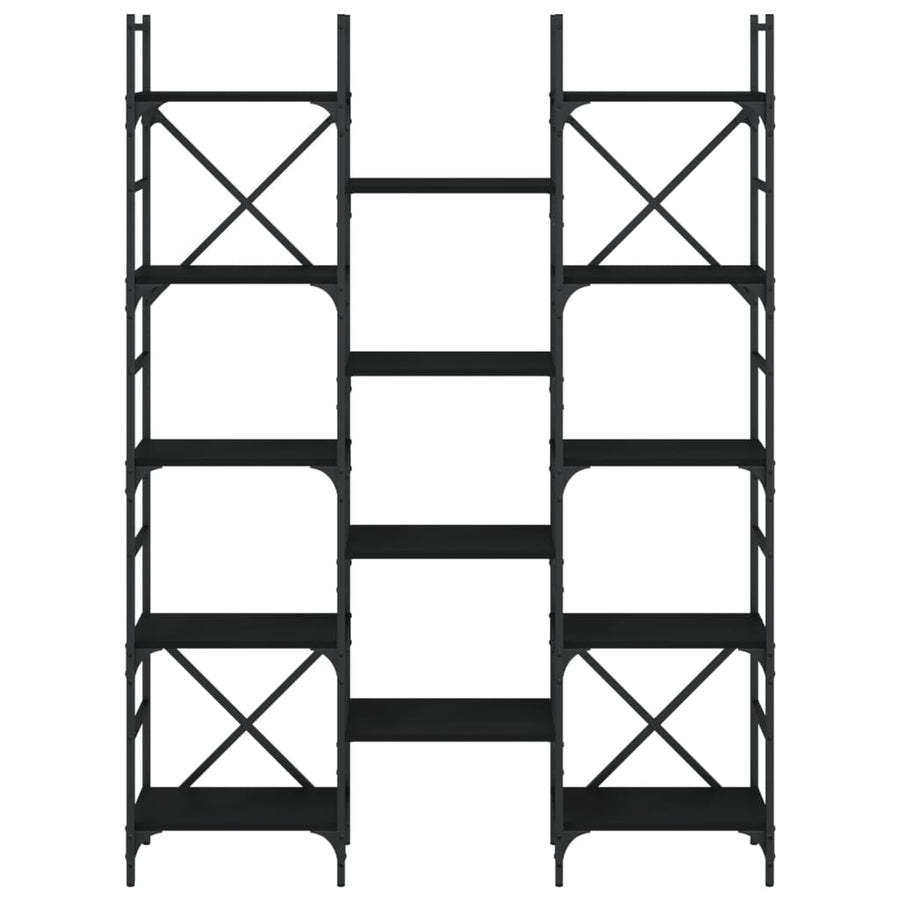 Boekenkast 27,5X28,5X72,5 Cm Bewerkt Hout 127.5 x 28.5 x 172.5 cm Zwart
