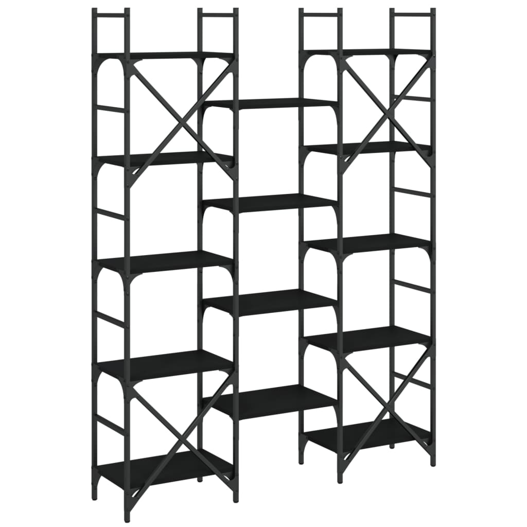 Boekenkast 27,5X28,5X72,5 Cm Bewerkt Hout 127.5 x 28.5 x 172.5 cm Zwart