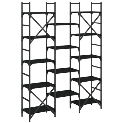 Boekenkast 27,5X28,5X72,5 Cm Bewerkt Hout 127.5 x 28.5 x 172.5 cm Zwart