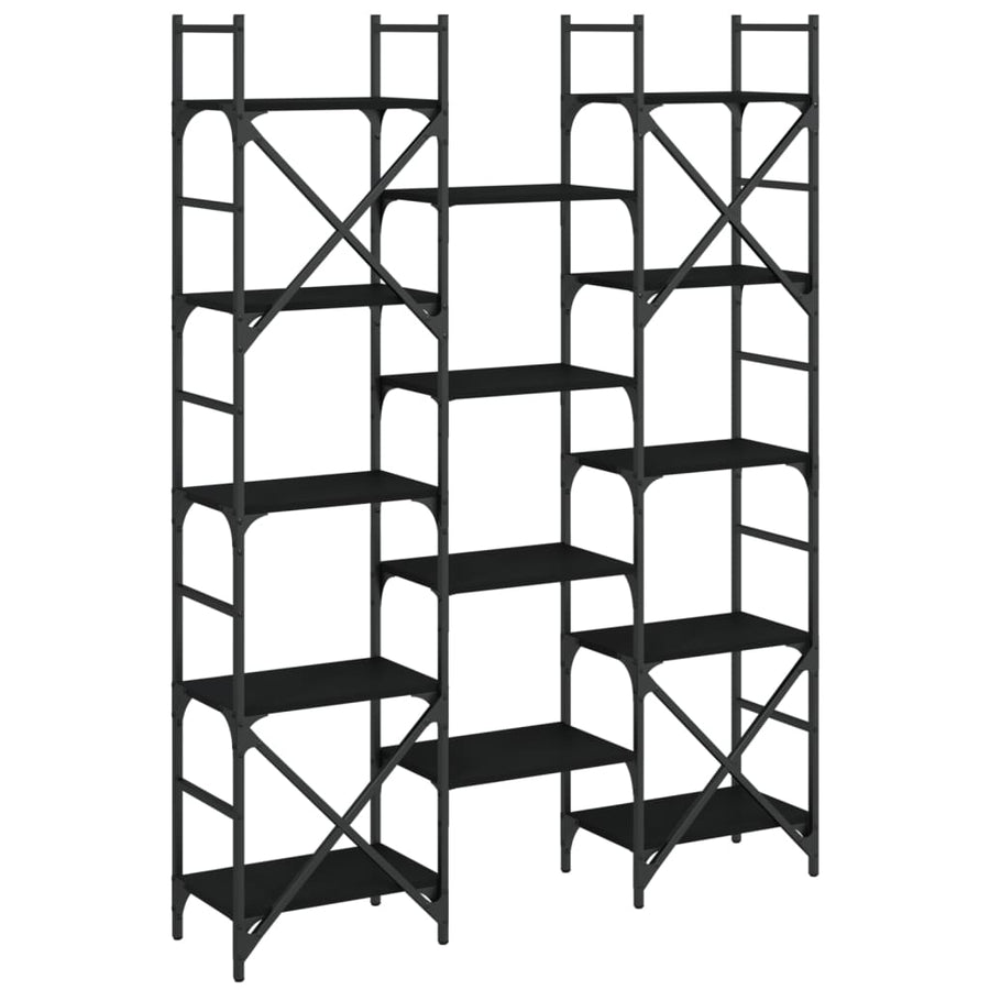 Boekenkast 27,5X28,5X72,5 Cm Bewerkt Hout 127.5 x 28.5 x 172.5 cm Zwart