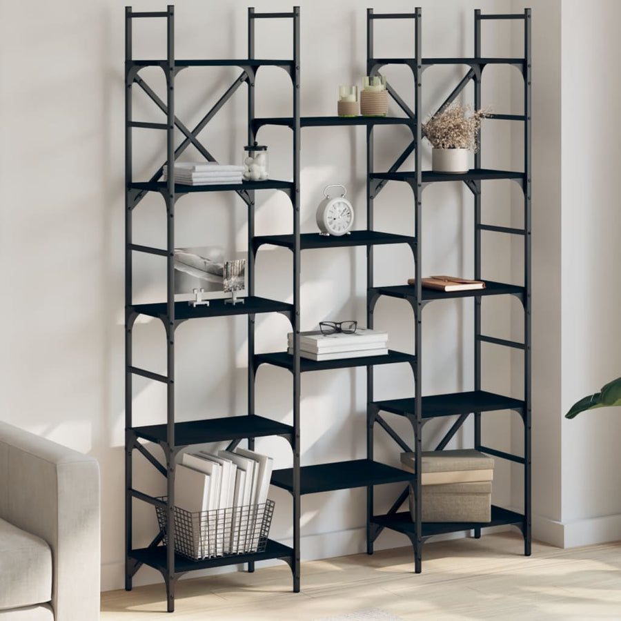 Boekenkast 27,5X28,5X72,5 Cm Bewerkt Hout 127.5 x 28.5 x 172.5 cm Zwart
