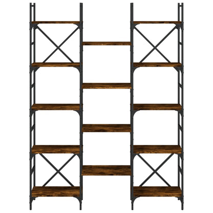 Boekenkast 127,5x28,5x172,5 cm bewerkt hout gerookt eikenkleur