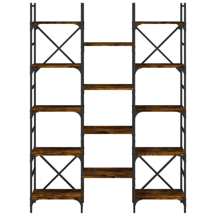 Boekenkast 127,5x28,5x172,5 cm bewerkt hout gerookt eikenkleur