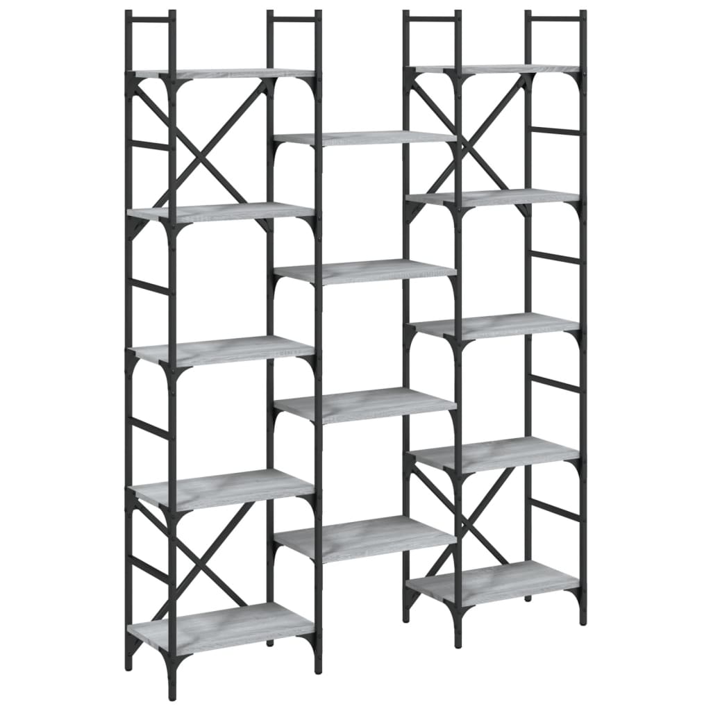 Boekenkast 27,5X28,5X72,5 Cm Bewerkt Hout Eiken 127.5 x 28.5 x 172.5 cm Grijs sonoma