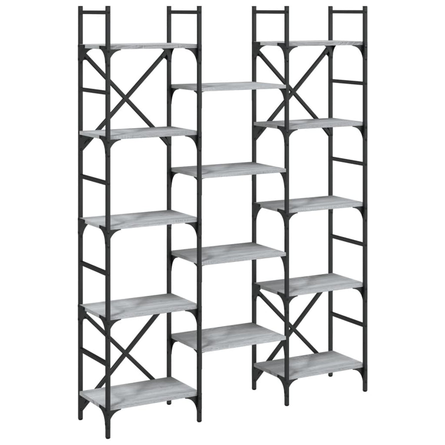 Boekenkast 27,5X28,5X72,5 Cm Bewerkt Hout Eiken 127.5 x 28.5 x 172.5 cm Grijs sonoma