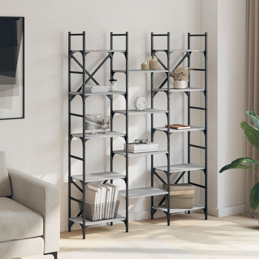 Boekenkast 27,5X28,5X72,5 Cm Bewerkt Hout Eiken 127.5 x 28.5 x 172.5 cm Grijs sonoma