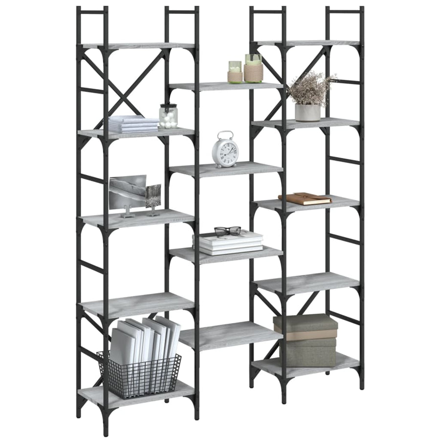 Boekenkast 27,5X28,5X72,5 Cm Bewerkt Hout Eiken 127.5 x 28.5 x 172.5 cm Grijs sonoma