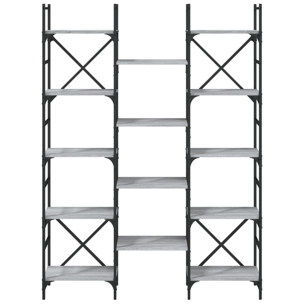 Boekenkast 27,5X28,5X72,5 Cm Bewerkt Hout Eiken 127.5 x 28.5 x 172.5 cm Grijs sonoma